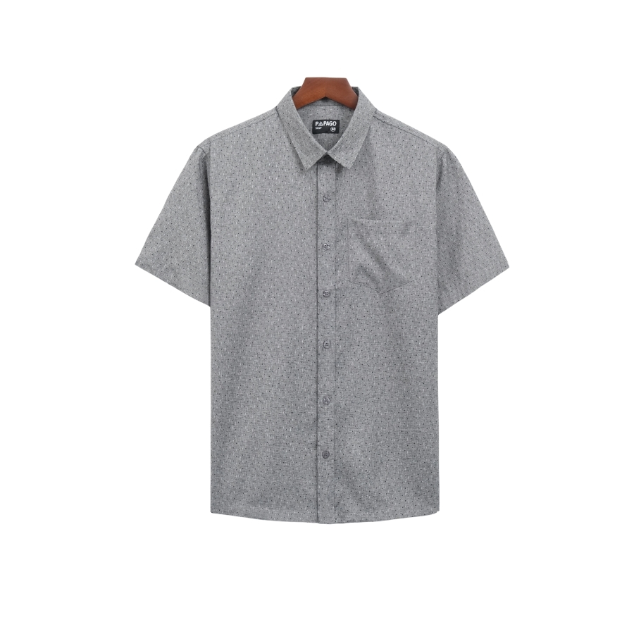 Áo sơ mi nam Trung niên PAPAGO tay ngắn vải Xô đũi không nhăn